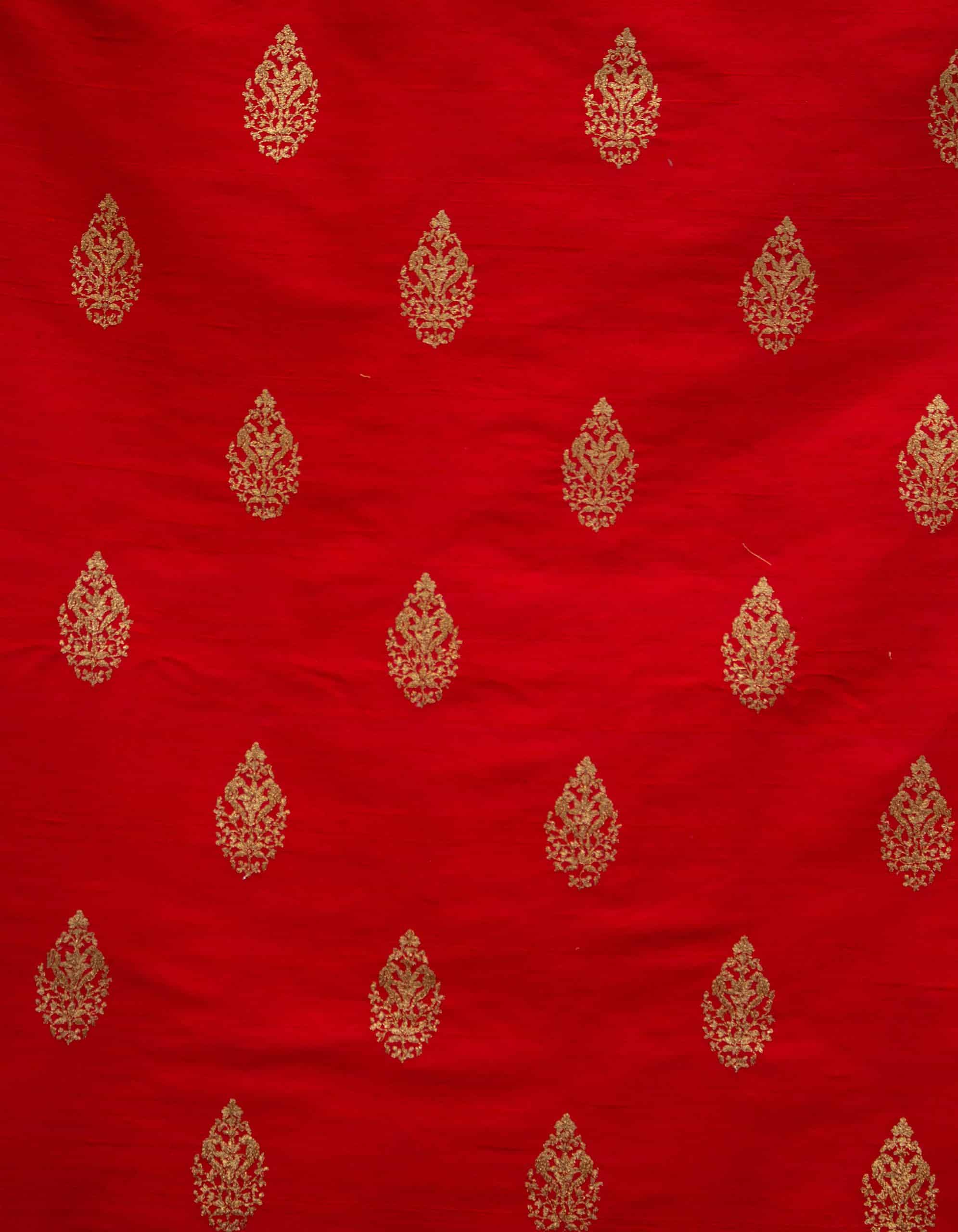 Gold Leaf Butti Work on Raw Silk