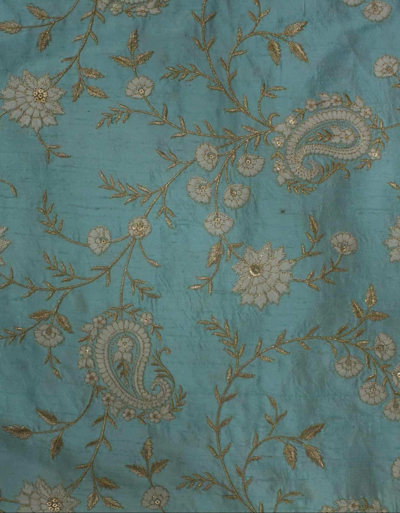 Resham Zari Jaal Work on Raw Silk - Anuroop Fabrics